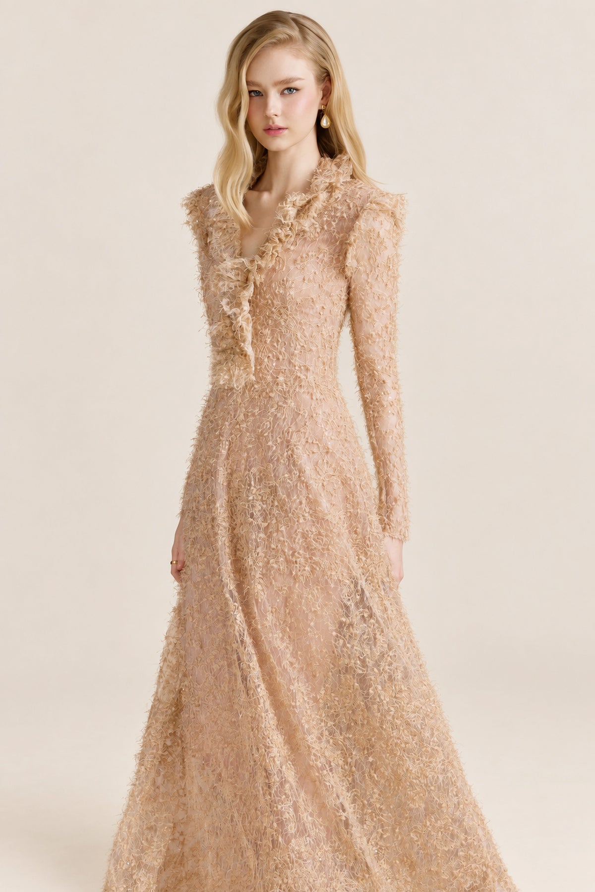 Apricot Lace Gown