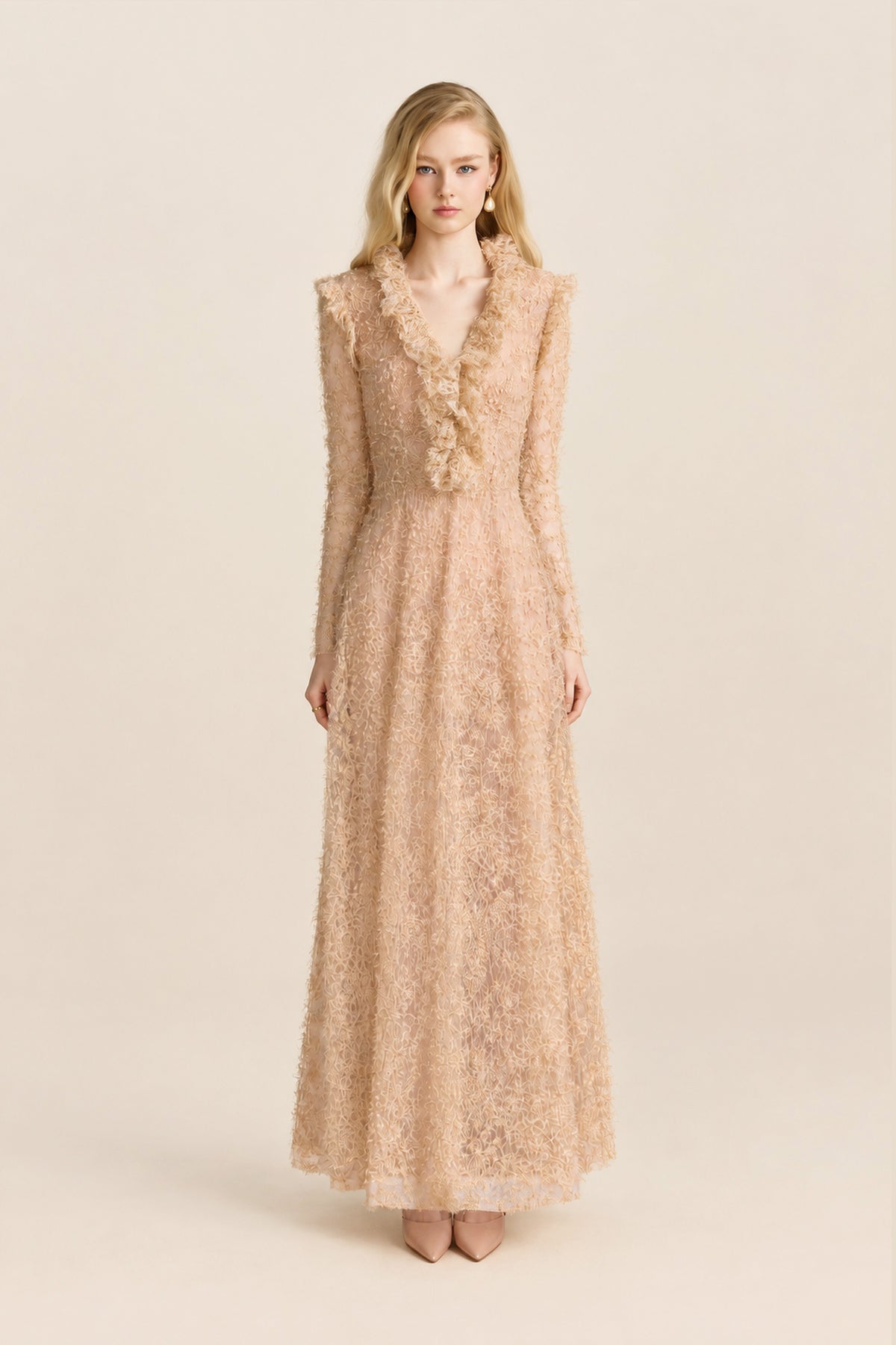 Apricot Lace Gown