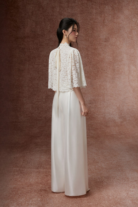 Cream Lace Capelet Set